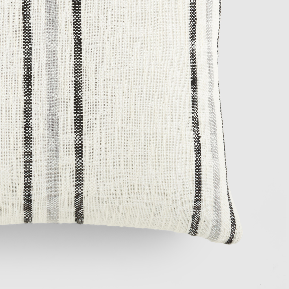 Yarn-Dyed Cotton Decor Throw Pillow in Framed Stripe Pattern