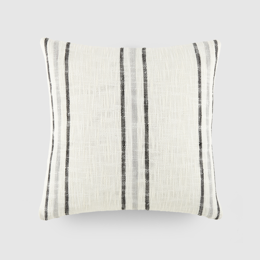 Yarn-Dyed Cotton Decor Throw Pillow in Framed Stripe Pattern