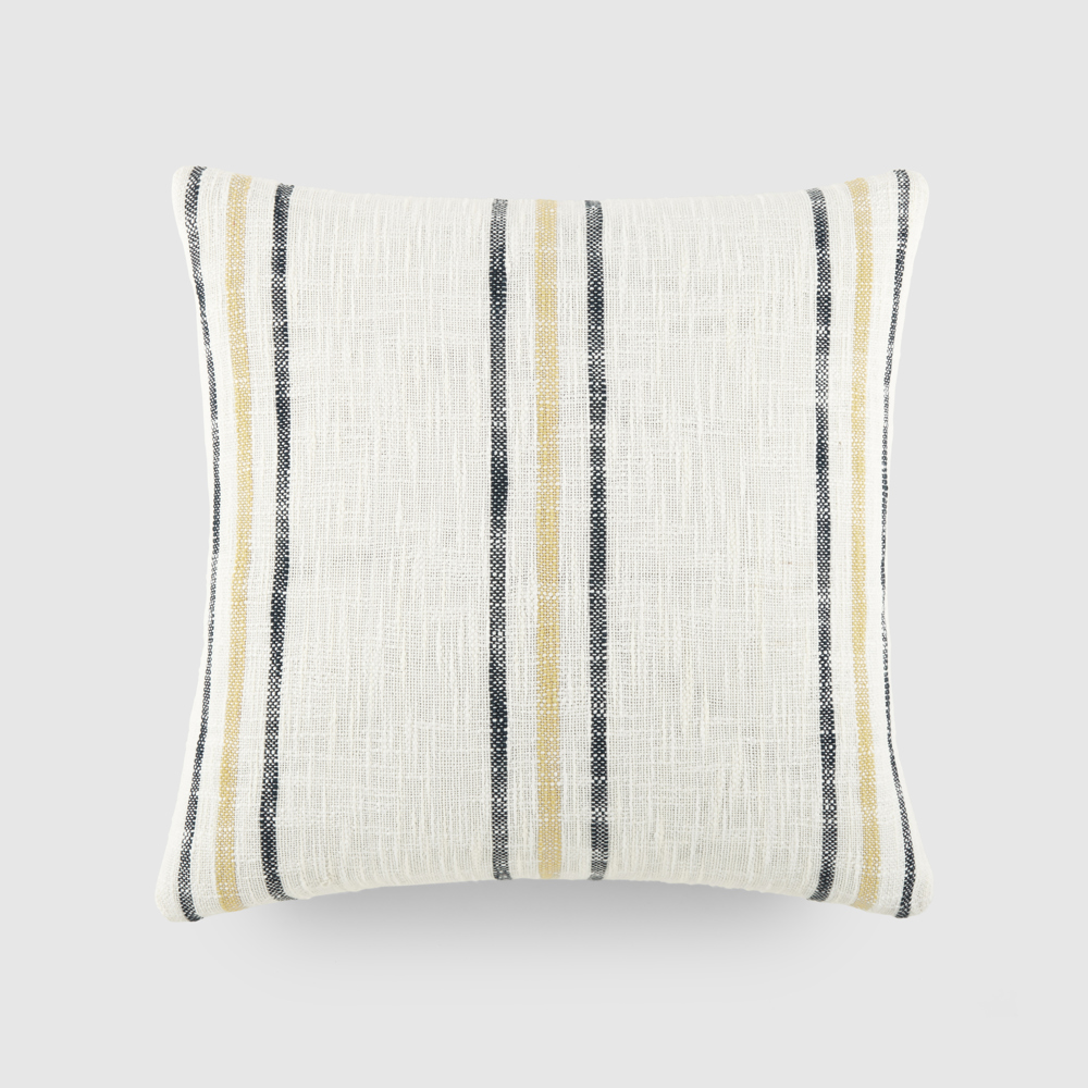 Yarn-Dyed Cotton Decor Throw Pillow in Framed Stripe Pattern