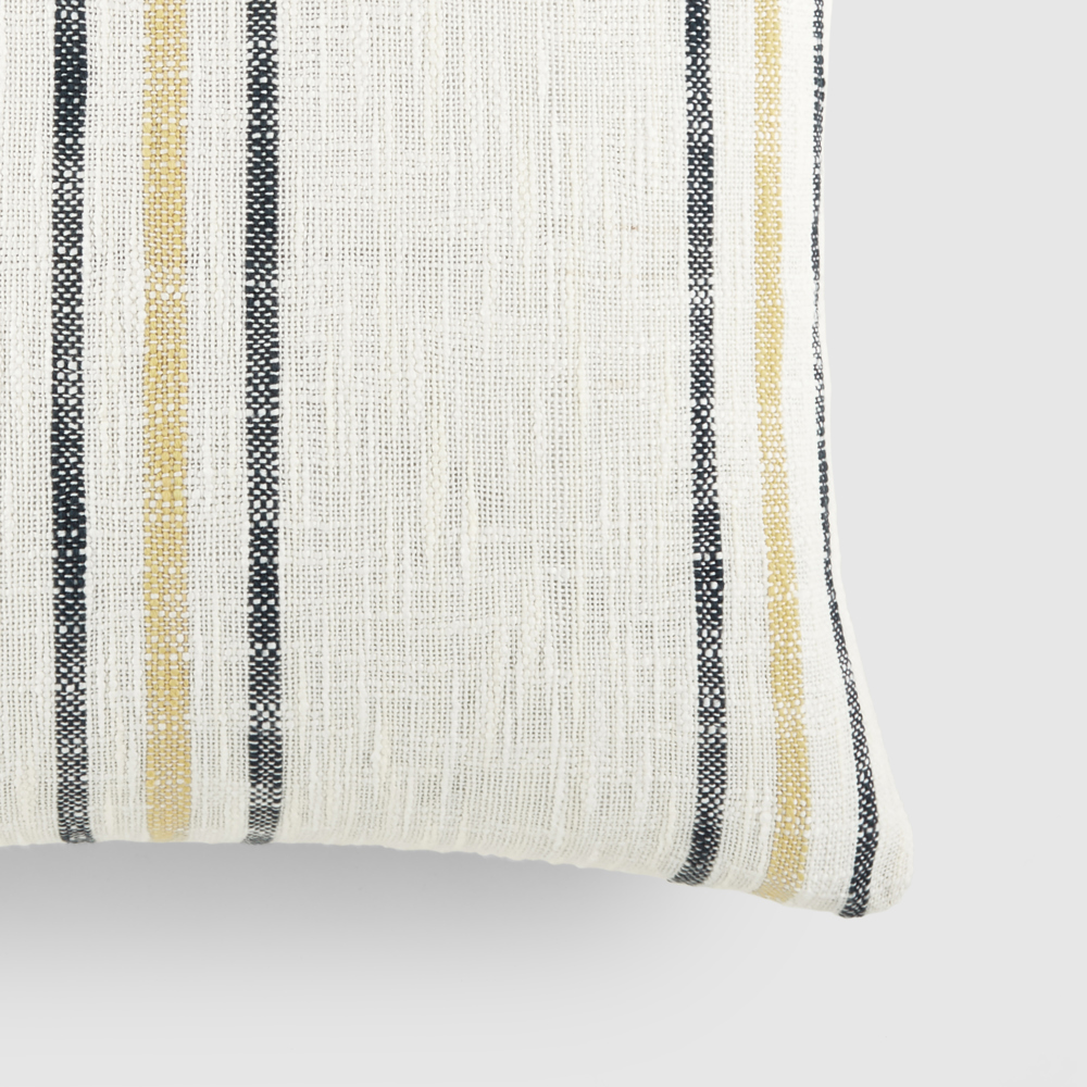 Yarn-Dyed Cotton Decor Throw Pillow in Framed Stripe Pattern