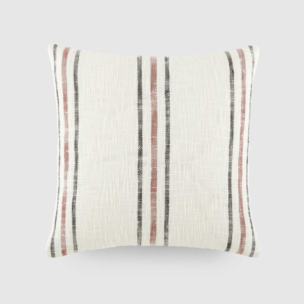 Yarn-Dyed Cotton Decor Throw Pillow in Framed Stripe Pattern