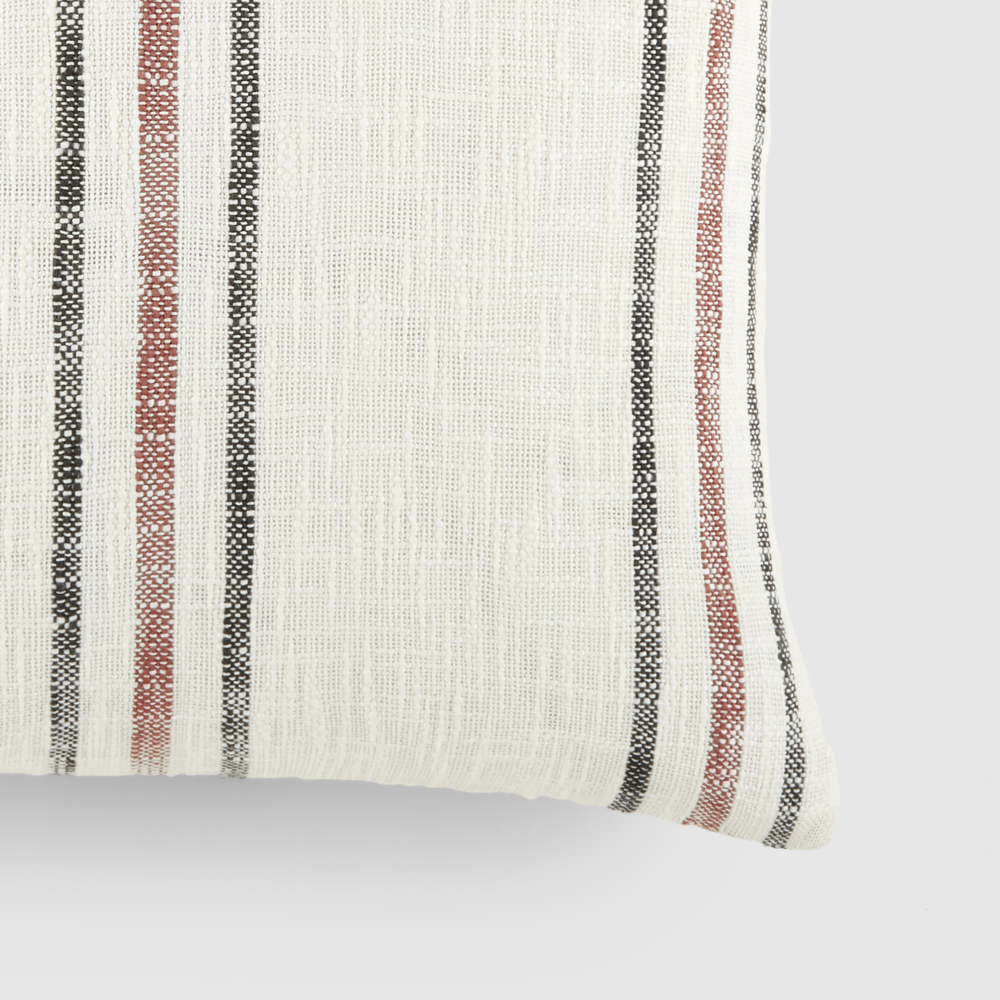 Yarn-Dyed Cotton Decor Throw Pillow in Framed Stripe Pattern