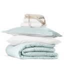  Ultimate College Essentials Bedding Bundle, Reversible Comforter Set, Solid Sheet Set, Pillows and Laundry Bag