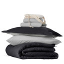 Twin XL Black / Fog Ultimate College Essentials Bedding Bundle, Reversible Comforter Set, Solid Sheet Set, Pillows and Laundry Bag