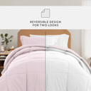 Twin XL Blush / White Ultimate College Essentials Bedding Bundle, Reversible Comforter Set, Solid Sheet Set, Pillows and Laundry Bag