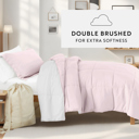 Twin XL Blush / White Ultimate College Essentials Bedding Bundle, Reversible Comforter Set, Solid Sheet Set, Pillows and Laundry Bag