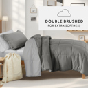 Twin XL Gray / Light Gray Ultimate College Essentials Bedding Bundle, Reversible Comforter Set, Solid Sheet Set, Pillows and Laundry Bag