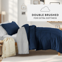 Twin XL Navy / Light Gray Ultimate College Essentials Bedding Bundle, Reversible Comforter Set, Solid Sheet Set, Pillows and Laundry Bag