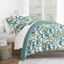 King Boho Flower Teal Patterned Soft Duvet Cover Bed Set - Bohemian Patterns