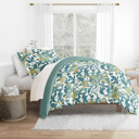 King Boho Flower Teal Patterned Soft Duvet Cover Bed Set - Bohemian Patterns