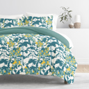 King Boho Flower Teal Patterned Soft Duvet Cover Bed Set - Bohemian Patterns