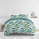 King Boho Flower Teal Patterned Soft Duvet Cover Bed Set - Bohemian Patterns