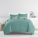 King Boho Flower Teal Patterned Soft Duvet Cover Bed Set - Bohemian Patterns