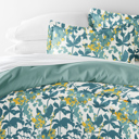 King Boho Flower Teal Patterned Soft Duvet Cover Bed Set - Bohemian Patterns