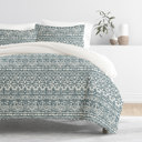 King Modern Rustic Navy Patterned Soft Duvet Cover Bed Set - Bohemian Patterns