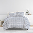 King Burst of Vines Navy Patterned Soft Duvet Cover Bed Set - Bohemian Patterns