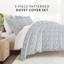 King Burst of Vines Navy Patterned Soft Duvet Cover Bed Set - Bohemian Patterns