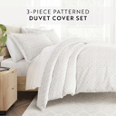 Queen Burst of Vines Light Gray Patterned Soft Duvet Cover Bed Set - Bohemian Patterns