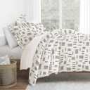 King Geo Dash Gray Patterned Soft Duvet Cover Bed Set - Bohemian Patterns