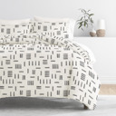 King Geo Dash Gray Patterned Soft Duvet Cover Bed Set - Bohemian Patterns