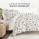 King Geo Dash Gray Patterned Soft Duvet Cover Bed Set - Bohemian Patterns