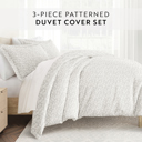 King Wheatfield Gray Patterned Soft Duvet Cover Bed Set - Classic Patterns