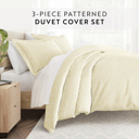 King Wheatfield Ivory Patterned Soft Duvet Cover Bed Set - Classic Patterns