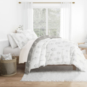 King Botany Floral Light Gray Patterned Soft Duvet Cover Bed Set - Garden Farmhouse