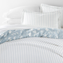 King Country Home Light Blue Patterned Soft Duvet Cover Bed Set - Garden Farmhouse