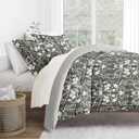 Twin XL Secret Garden Black Patterned Soft Duvet Cover Bed Set - Garden Farmhouse