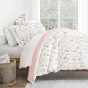 King Wildflower Pink Patterned Soft Duvet Cover Bed Set - Garden Farmhouse