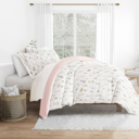 King Wildflower Pink Patterned Soft Duvet Cover Bed Set - Garden Farmhouse