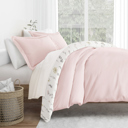 King Wildflower Pink Patterned Soft Duvet Cover Bed Set - Garden Farmhouse