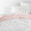 King Wildflower Pink Patterned Soft Duvet Cover Bed Set - Garden Farmhouse