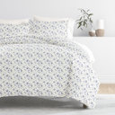 King Blossoms Light Blue Patterned Soft Duvet Cover Bed Set - Garden Farmhouse