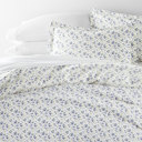 King Blossoms Light Blue Patterned Soft Duvet Cover Bed Set - Garden Farmhouse