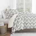 King Make a Wish Light Gray Patterned Soft Duvet Cover Bed Set - Garden Farmhouse