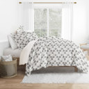 King Make a Wish Light Gray Patterned Soft Duvet Cover Bed Set - Garden Farmhouse