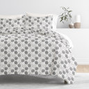 King Make a Wish Light Gray Patterned Soft Duvet Cover Bed Set - Garden Farmhouse