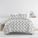 King Make a Wish Light Gray Patterned Soft Duvet Cover Bed Set - Garden Farmhouse