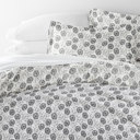 King Make a Wish Light Gray Patterned Soft Duvet Cover Bed Set - Garden Farmhouse