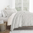 Queen Rose Light Gray Patterned Soft Duvet Cover Bed Set - Garden Farmhouse