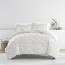 Queen Rose Light Gray Patterned Soft Duvet Cover Bed Set - Garden Farmhouse