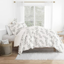 King Simple Vine Gray Patterned Soft Duvet Cover Bed Set - Garden Farmhouse