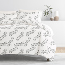 King Simple Vine Gray Patterned Soft Duvet Cover Bed Set - Garden Farmhouse