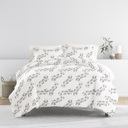 King Simple Vine Gray Patterned Soft Duvet Cover Bed Set - Garden Farmhouse