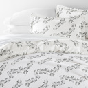 King Simple Vine Gray Patterned Soft Duvet Cover Bed Set - Garden Farmhouse