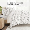 King Simple Vine Gray Patterned Soft Duvet Cover Bed Set - Garden Farmhouse