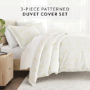 King Spring Vines White Patterned Soft Duvet Cover Bed Set - Garden Farmhouse