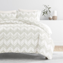 King Alps Chevron Light Gray Patterned Soft Duvet Cover Bed Set - Geometric Patterns